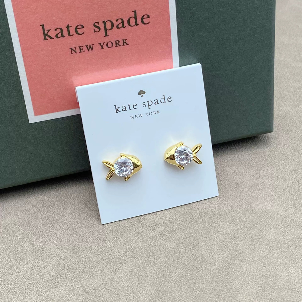 kate spade Zircon Inlaid Fish Metal Earrings